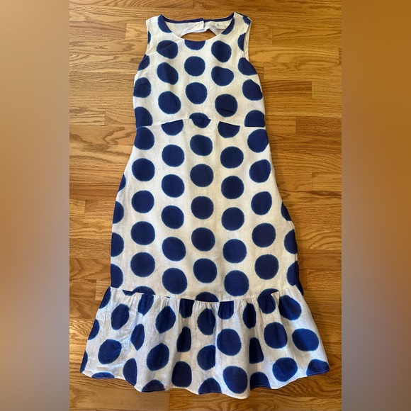 Boden Constance 100% Linen White & Blue Dress - US Size 8 - Picture 1 of 13